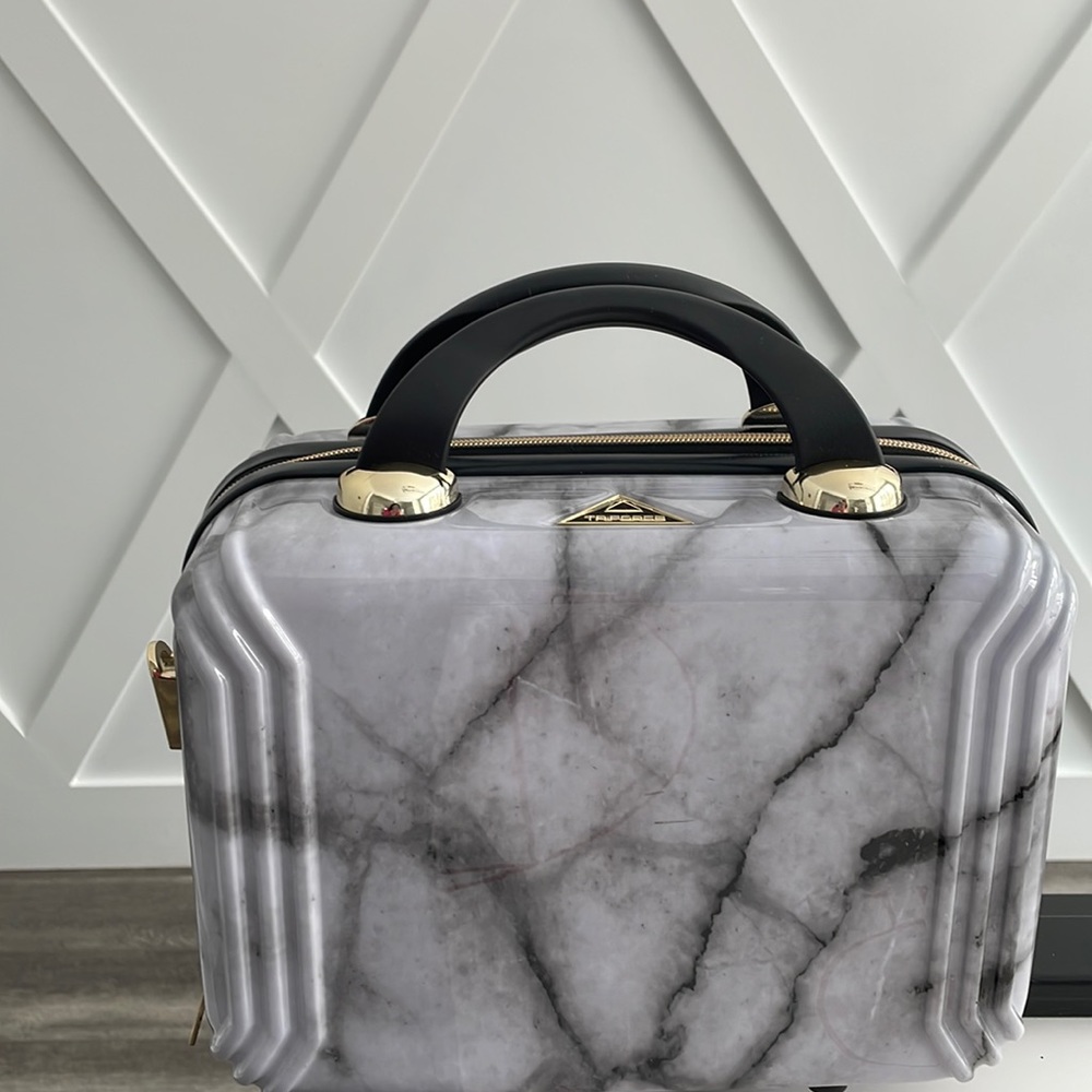 TRIFORCE gray and black marble makeup case